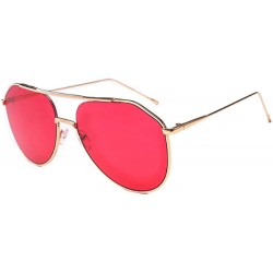 Round Color Lens Sunglasses Stylish Sunnies Eyewear Metal Sunglasses - A - Red - CU18EYKI5UZ $11.76