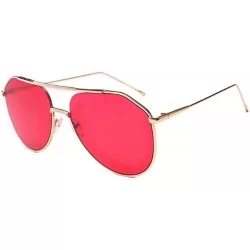 Round Color Lens Sunglasses Stylish Sunnies Eyewear Metal Sunglasses - A - Red - CU18EYKI5UZ $22.31