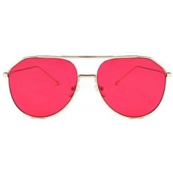 Round Color Lens Sunglasses Stylish Sunnies Eyewear Metal Sunglasses - A - Red - CU18EYKI5UZ $11.76