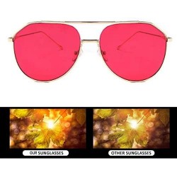 Round Color Lens Sunglasses Stylish Sunnies Eyewear Metal Sunglasses - A - Red - CU18EYKI5UZ $11.76