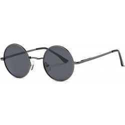 Round Polarized Sunglasses Small Round Lens Metal Frame Retro Unisex Glasses AE0518 - Gray&black - CB1860DSTXH $11.67