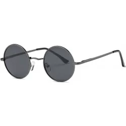 Round Polarized Sunglasses Small Round Lens Metal Frame Retro Unisex Glasses AE0518 - Gray&black - CB1860DSTXH $19.62