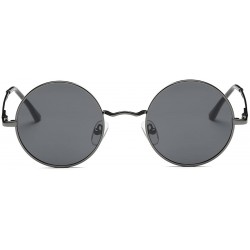 Round Polarized Sunglasses Small Round Lens Metal Frame Retro Unisex Glasses AE0518 - Gray&black - CB1860DSTXH $11.67