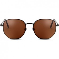 Oval Women's Modern Oversized Sunglasses Square Sunnies - Black Frame/Brown Lens - C818UCLTEII $17.95