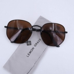Oval Women's Modern Oversized Sunglasses Square Sunnies - Black Frame/Brown Lens - C818UCLTEII $7.76