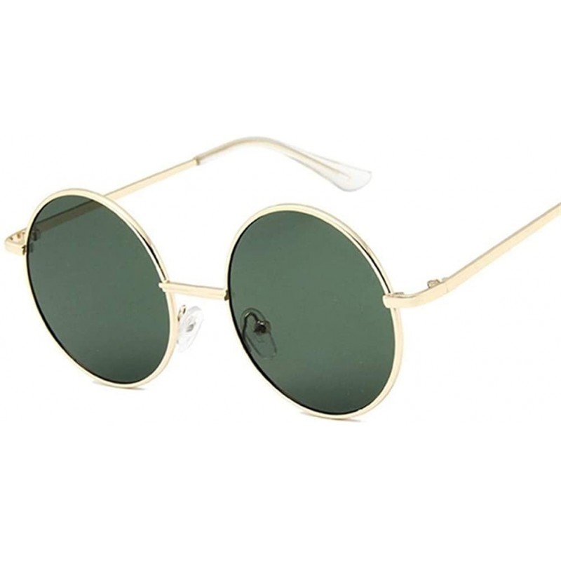 Round Retro Round Sunglasses Women Vintage Small Unisex Metal Frame Color Lenses Sun Glasses Female UV400 - Goldg15 - CW199QC...