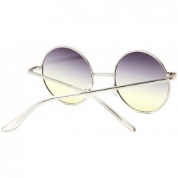 Round Retro Round Sunglasses Women Vintage Small Unisex Metal Frame Color Lenses Sun Glasses Female UV400 - Goldg15 - CW199QC...