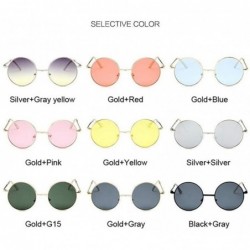 Round Retro Round Sunglasses Women Vintage Small Unisex Metal Frame Color Lenses Sun Glasses Female UV400 - Goldg15 - CW199QC...