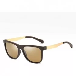 Square Uv400 Polarized Sunglasses Men Tr90 Male Sun Glasses for Driving Half Metal Man Gift - Brown - CV18Z68UMYI $21.74