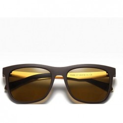 Square Uv400 Polarized Sunglasses Men Tr90 Male Sun Glasses for Driving Half Metal Man Gift - Brown - CV18Z68UMYI $11.60