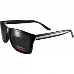 Wayfarer Riot Sunglasses Wayfarer Style Black and Silver Side Stripe Frames Smoke Lens - CL185Q7KUAO $23.41