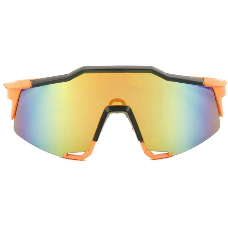 Oversized Semi Rimless Sport Wrap Around Shield Sunglasses - Orange ...