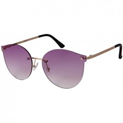 Rimless Rimless Cat Eye Sunnies with Flat Ocean Color Lens 23092-FLOCR - Gold - C21838W5D2K $10.79