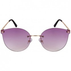 Rimless Rimless Cat Eye Sunnies with Flat Ocean Color Lens 23092-FLOCR - Gold - C21838W5D2K $10.79