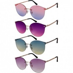 Rimless Rimless Cat Eye Sunnies with Flat Ocean Color Lens 23092-FLOCR - Gold - C21838W5D2K $10.79