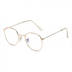 Oval Men Retro Sunglasses Metal Frame Gold Blue Mirror Sun Glasses Women Unisex UV400 - Gold With Clear - CT197Y7MR2U $52.17