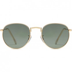Oval Men Retro Sunglasses Metal Frame Gold Blue Mirror Sun Glasses Women Unisex UV400 - Gold With Clear - CT197Y7MR2U $35.73