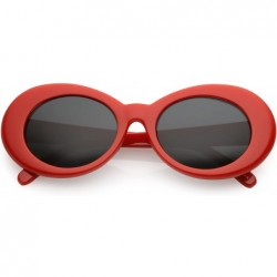 Oval Large Retro Mod Thick Frame Neutral Colored Lens Wide Arms Oval Sunglasses 53mm - Red / Smoke - C6186TMW087 $17.89