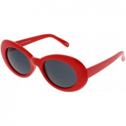 Oval Large Retro Mod Thick Frame Neutral Colored Lens Wide Arms Oval Sunglasses 53mm - Red / Smoke - C6186TMW087 $12.25