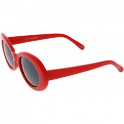 Oval Large Retro Mod Thick Frame Neutral Colored Lens Wide Arms Oval Sunglasses 53mm - Red / Smoke - C6186TMW087 $12.25