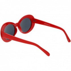 Oval Large Retro Mod Thick Frame Neutral Colored Lens Wide Arms Oval Sunglasses 53mm - Red / Smoke - C6186TMW087 $12.25