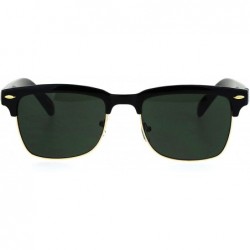 Semi-rimless Mens Half Rim Rectangular Luxury Hipster Shade Sunglasses - Black Green - CU17YII9A89 $20.14