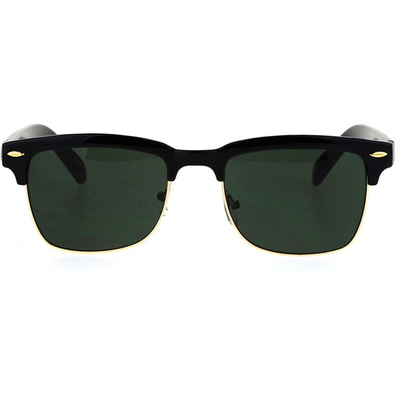 Semi-rimless Mens Half Rim Rectangular Luxury Hipster Shade Sunglasses - Black Green - CU17YII9A89 $12.29