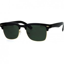 Semi-rimless Mens Half Rim Rectangular Luxury Hipster Shade Sunglasses - Black Green - CU17YII9A89 $12.29