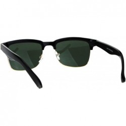 Semi-rimless Mens Half Rim Rectangular Luxury Hipster Shade Sunglasses - Black Green - CU17YII9A89 $12.29