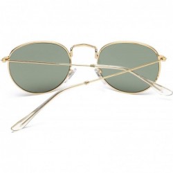 Oval Men Retro Sunglasses Metal Frame Gold Blue Mirror Sun Glasses Women Unisex UV400 - Gold With Clear - CT197Y7MR2U $35.73