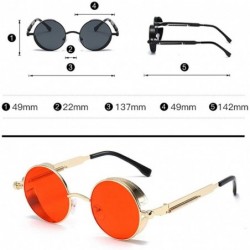 Oversized Sunglasses Retro Round Men Women Eyewear Vintage Hippie Metal Circle Steampunk Glasses Color Mirrored Lens - CN198Q...