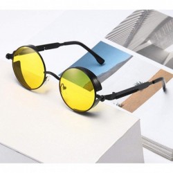 Oversized Sunglasses Retro Round Men Women Eyewear Vintage Hippie Metal Circle Steampunk Glasses Color Mirrored Lens - CN198Q...