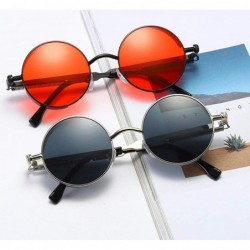 Oversized Sunglasses Retro Round Men Women Eyewear Vintage Hippie Metal Circle Steampunk Glasses Color Mirrored Lens - CN198Q...