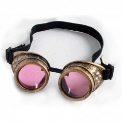 Goggle Steampunk Goggles Vintage Glasses Rave Retro Lenses Cosplay Halloween - Frame+pink Lenses - CV18HZGYY4Z $8.42