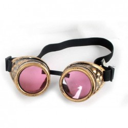 Goggle Steampunk Goggles Vintage Glasses Rave Retro Lenses Cosplay Halloween - Frame+pink Lenses - CV18HZGYY4Z $8.42