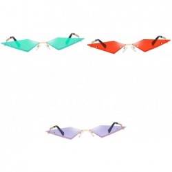 Rimless 3Pcs Women's Punk Slim Cat Eye Sunglasses Rimless Sun Glasses Eyewear Streetwear - C1190DR3OA3 $30.18