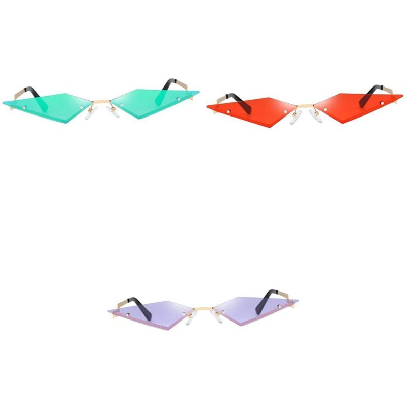 Rimless 3Pcs Women's Punk Slim Cat Eye Sunglasses Rimless Sun Glasses Eyewear Streetwear - C1190DR3OA3 $12.54