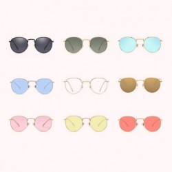 Oval Men Retro Sunglasses Metal Frame Gold Blue Mirror Sun Glasses Women Unisex UV400 - Gold With Clear - CT197Y7MR2U $35.73