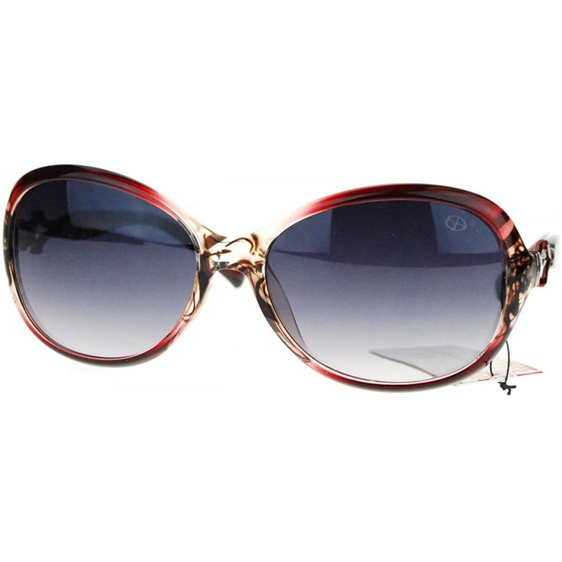 Oval UV Protection Sunglasses Womens Designer Fashion Oval Shades - Clear Red - CV11X58919R $8.05