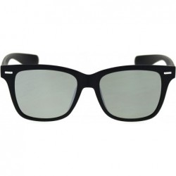 Rectangular Color Mirror Lens Horn Rim Trendy Hipster Sunglasses - Matte Black Light Mirror - CC18ROW207C $12.67
