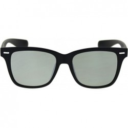 Rectangular Color Mirror Lens Horn Rim Trendy Hipster Sunglasses - Matte Black Light Mirror - CC18ROW207C $19.39