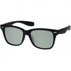 Rectangular Color Mirror Lens Horn Rim Trendy Hipster Sunglasses - Matte Black Light Mirror - CC18ROW207C $12.67