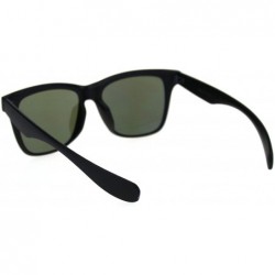 Rectangular Color Mirror Lens Horn Rim Trendy Hipster Sunglasses - Matte Black Light Mirror - CC18ROW207C $12.67