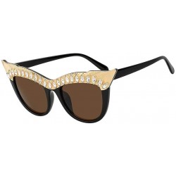 Cat Eye Rhinestone Steampunk Oversized Fashion Sunglasses Gothic Retro CatEye Eyewear Crystals Shades - CE19734DXW8 $25.07