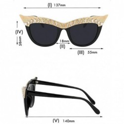 Cat Eye Rhinestone Steampunk Oversized Fashion Sunglasses Gothic Retro CatEye Eyewear Crystals Shades - CE19734DXW8 $25.07