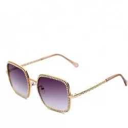 Square Fashion Diamond Sunglasses Crystal Eyeglasses - 2 Gray - C0198EA5OQM $45.50