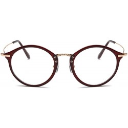 Round Round Frame Nearsighted Glasses Male Female metal frame resin lenses - Brown - CB18G4L7C8R $27.07