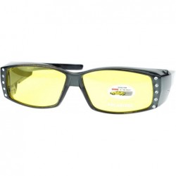 Rectangular Womens Rhinestone Polarized Yellow Night Driving Lens Fit Over Sunglasses - Grey - CY11QLSE3YL $12.77