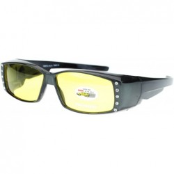 Rectangular Womens Rhinestone Polarized Yellow Night Driving Lens Fit Over Sunglasses - Grey - CY11QLSE3YL $12.77