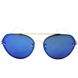Oversized Aviators Mirrored Sunglasses Metal Frame Women Mens UV400 - Blue Mirrored Patriotic Frame - CJ18ROHC7X9 $23.55